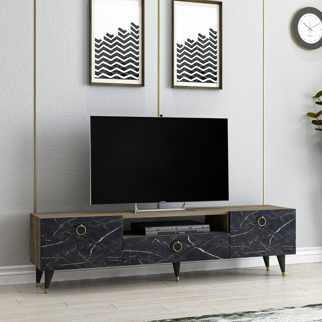 TV staliukas Kalune Design Cavelli, rudas/juodas kaina ir informacija | TV staliukai | pigu.lt