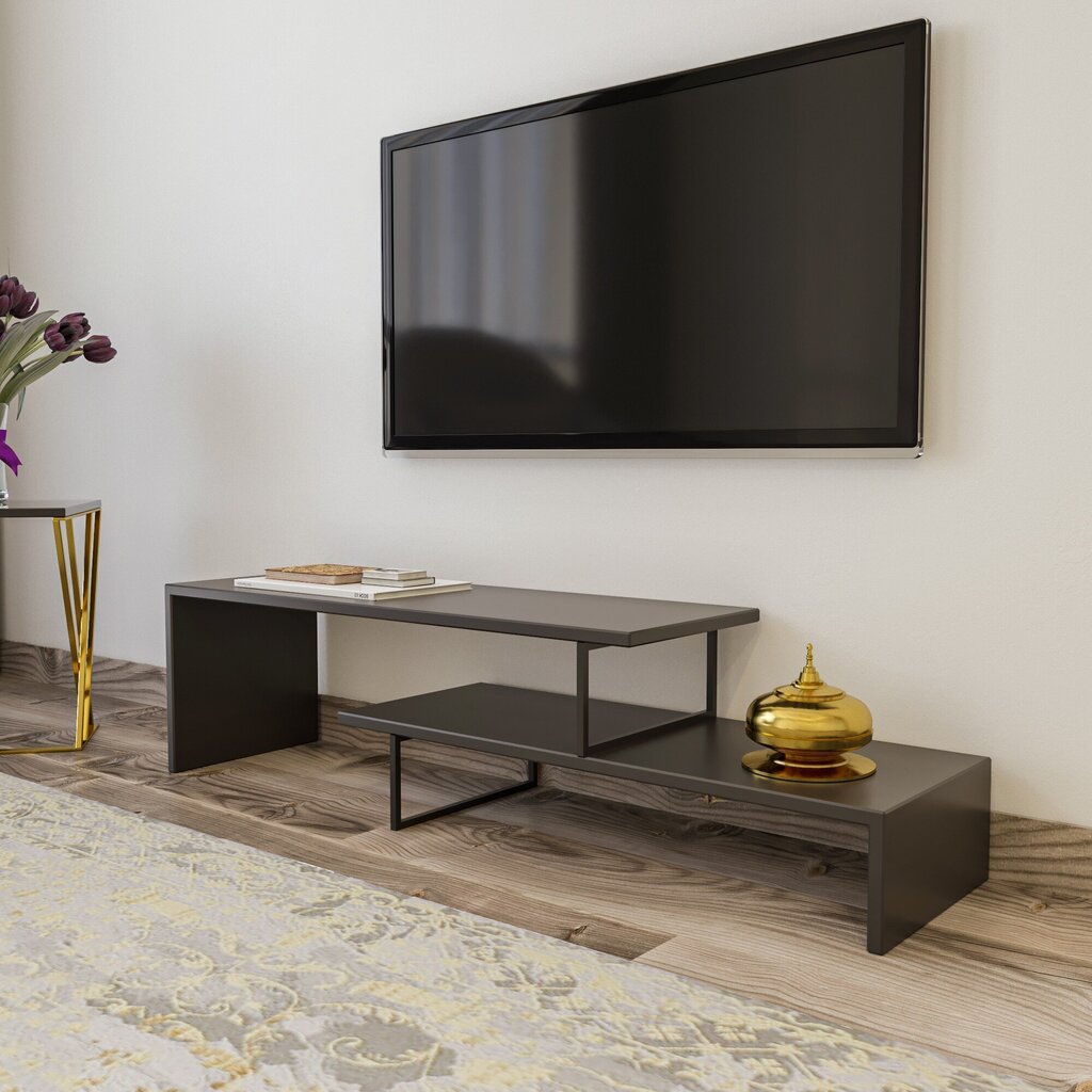 TV staliukas Kalune Design Ovit, juodas/pilkas kaina ir informacija | TV staliukai | pigu.lt