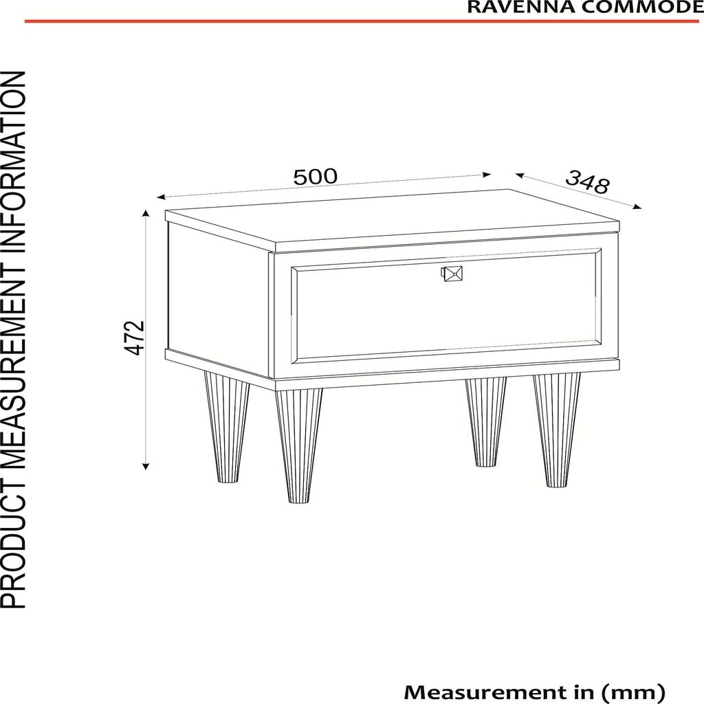 Naktinis staliukas Kalune Design Ravenna, baltas/juodas kaina ir informacija | Spintelės prie lovos | pigu.lt