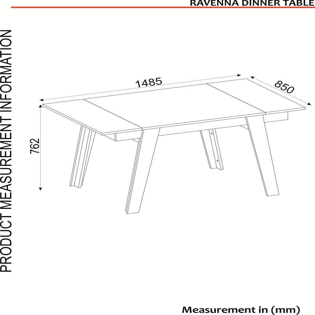 Valgomojo stalas Kalune Design Ravenna, baltas/juodas kaina ir informacija | Virtuvės ir valgomojo stalai, staliukai | pigu.lt