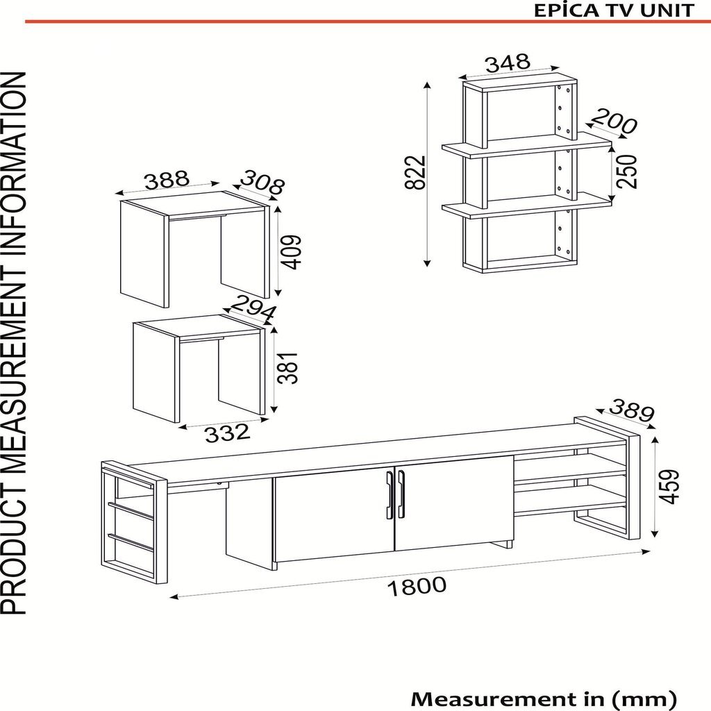 Sekcija Kalune Design Epica, ruda/juoda kaina ir informacija | Sekcijos | pigu.lt