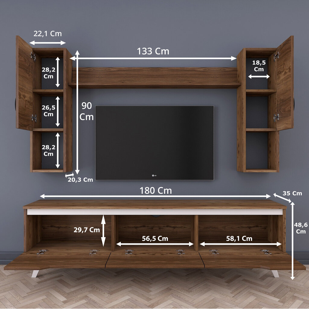 Sekcija Kalune Design M27, ruda/balta цена и информация | Sekcijos | pigu.lt