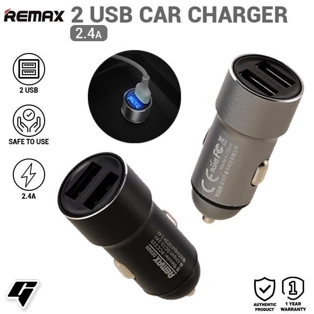 Automobilių įkroviklis „Remax RCC220“ - greitas įkrovimas 2.4A su 2 USB jungtimis kaina ir informacija | Automobilių 12V el. priedai | pigu.lt