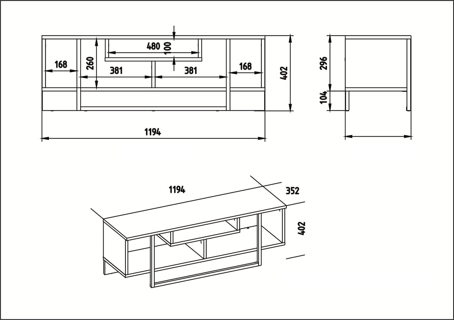 TV staliukas Kalune Design Asal 120 cm, rudas/juodas kaina ir informacija | TV staliukai | pigu.lt