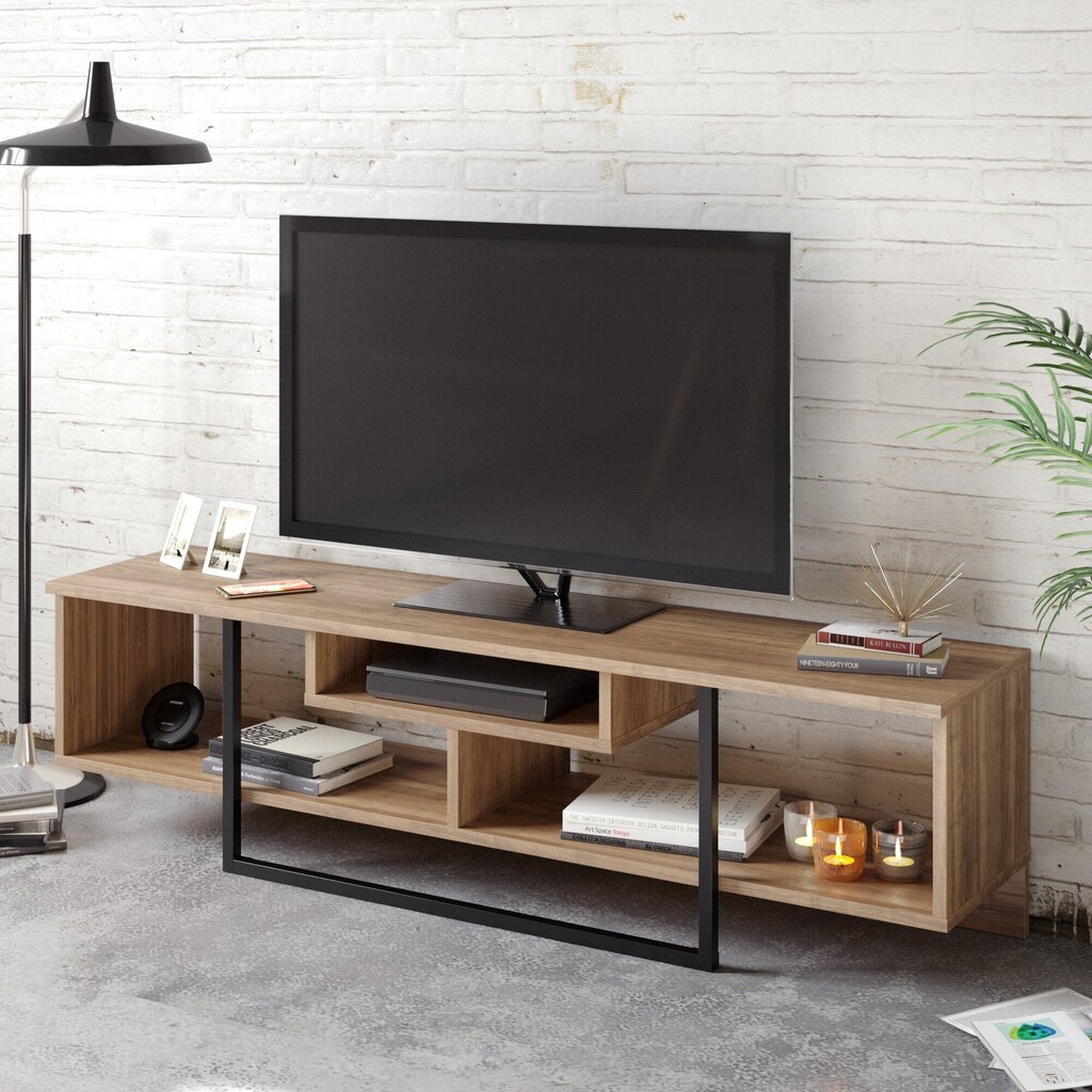 TV staliukas Kalune Design Asal 150 cm, rudas/juodas цена и информация | TV staliukai | pigu.lt