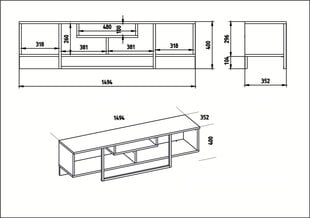 TV staliukas Kalune Design Asal 150 cm, rudas/juodas kaina ir informacija | TV staliukai | pigu.lt