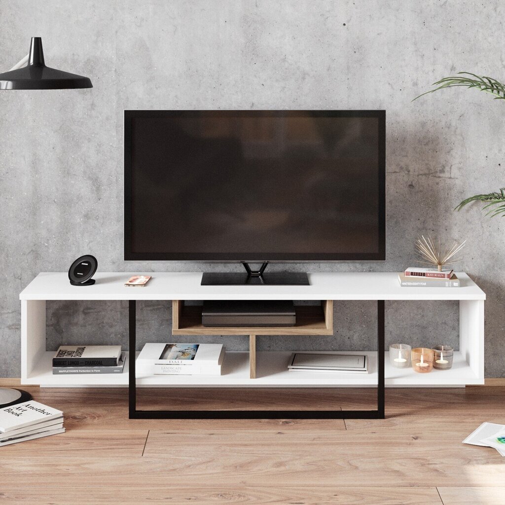TV staliukas Kalune Design Asal 150 cm, baltas/ąžuolo spalvos kaina ir informacija | TV staliukai | pigu.lt