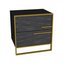 Ночной столик Kalune Design Polka, черный/золотистый цена и информация | Прикроватные тумбочки | pigu.lt