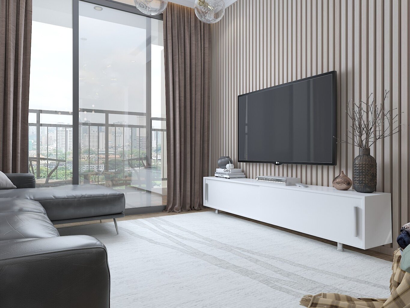 TV staliukas Kalune Design Nehi, baltas kaina ir informacija | TV staliukai | pigu.lt