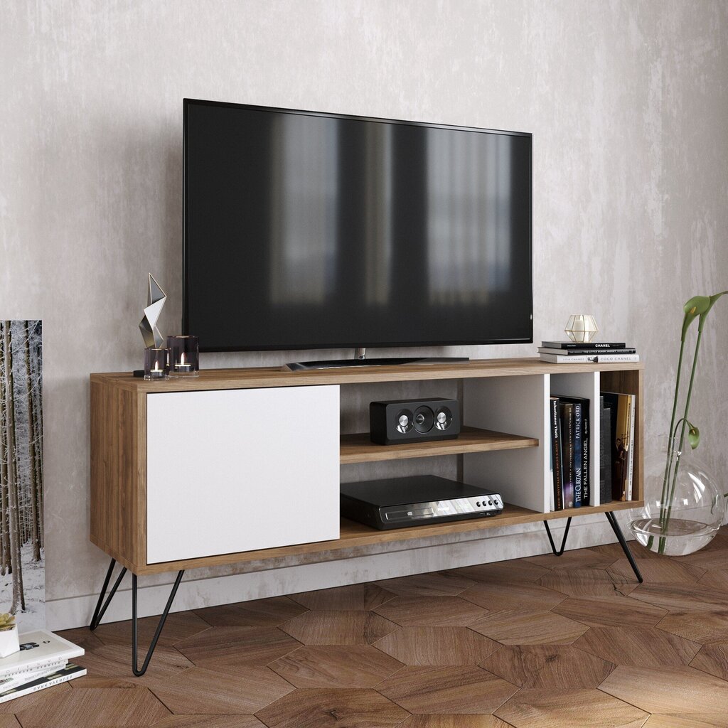 TV staliukas Kalune Design Mistico 140 cm, rudas/baltas kaina ir informacija | TV staliukai | pigu.lt