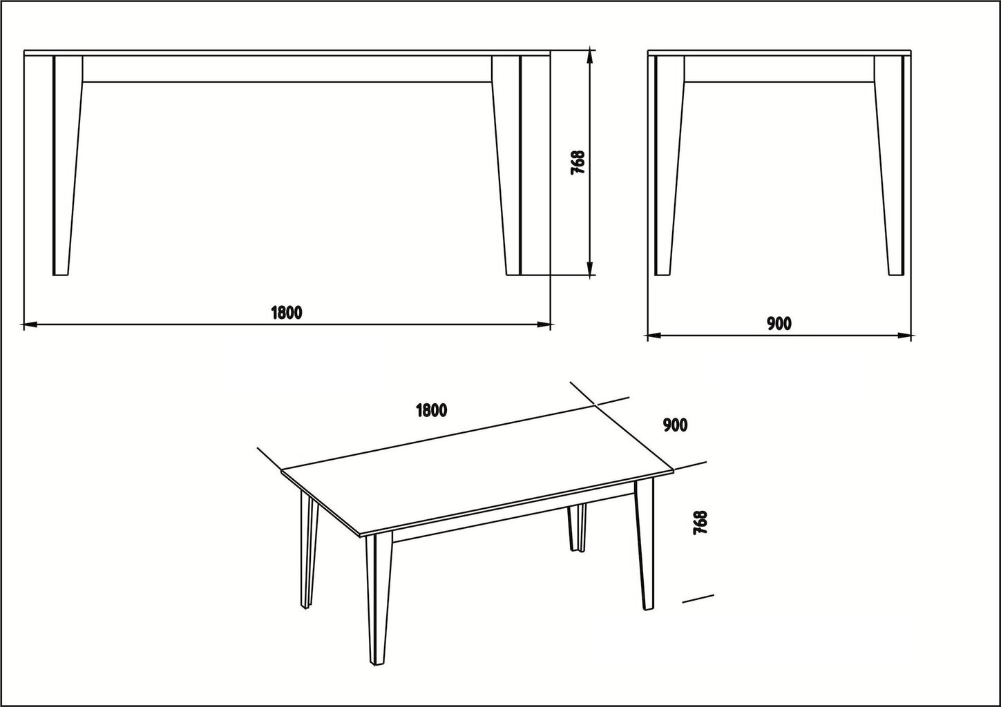 Valgomojo stalas Kalune Design Polka, juodas kaina ir informacija | Virtuvės ir valgomojo stalai, staliukai | pigu.lt