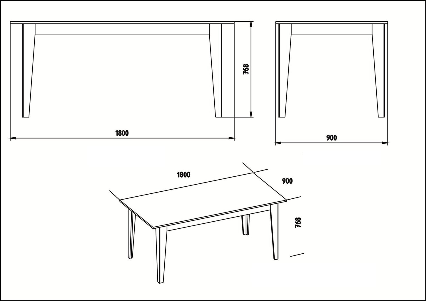 Valgomojo stalas Kalune Design Polka, baltas kaina ir informacija | Virtuvės ir valgomojo stalai, staliukai | pigu.lt