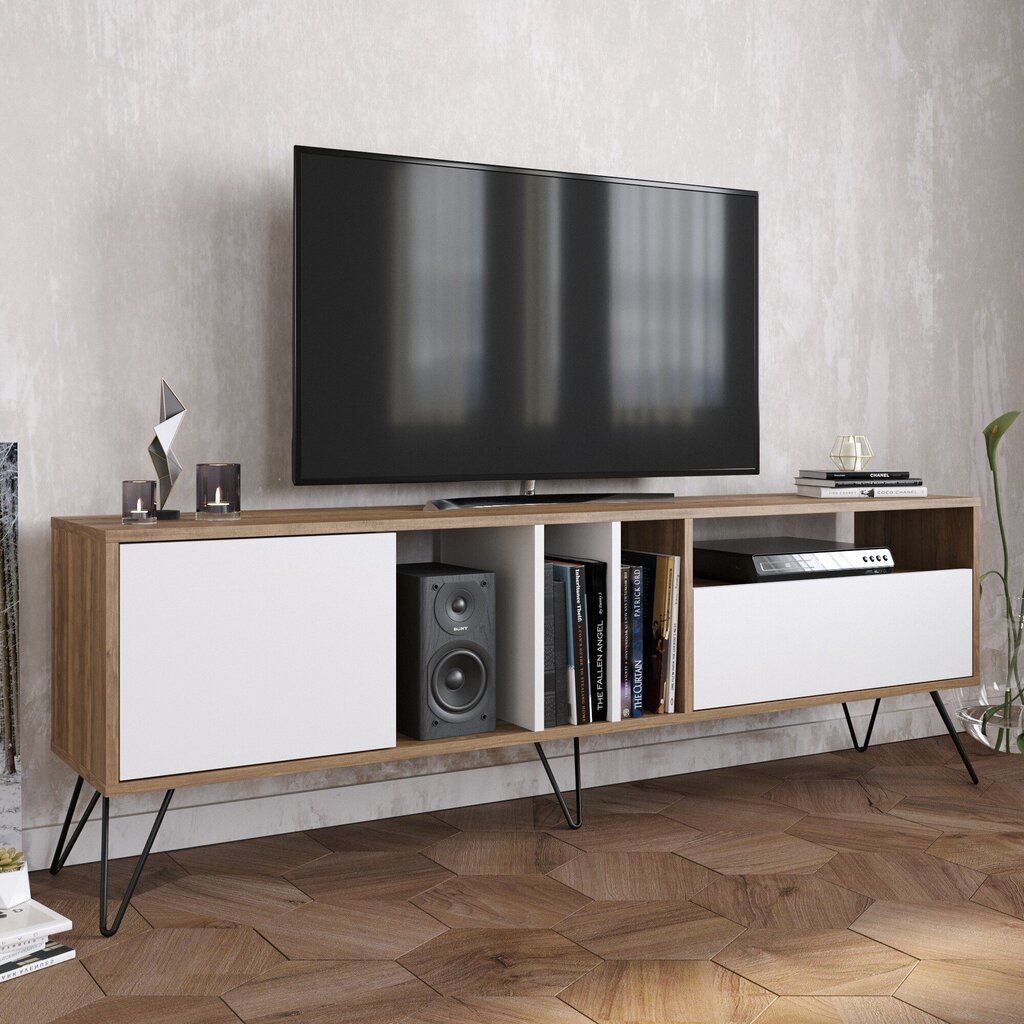 TV staliukas Kalune Design Mistico 180 cm, rudas/baltas kaina ir informacija | TV staliukai | pigu.lt