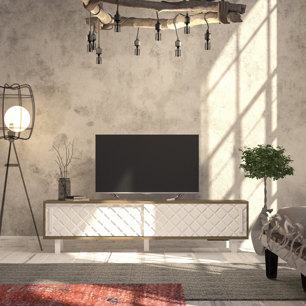 TV staliukas Kalune Design Rob, ąžuolo spalvos/baltas kaina ir informacija | TV staliukai | pigu.lt