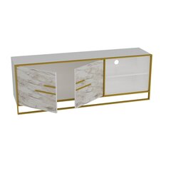 ТВ столик Kalune Design Polka, белый/золотистый цена и информация | Тумбы под телевизор | pigu.lt