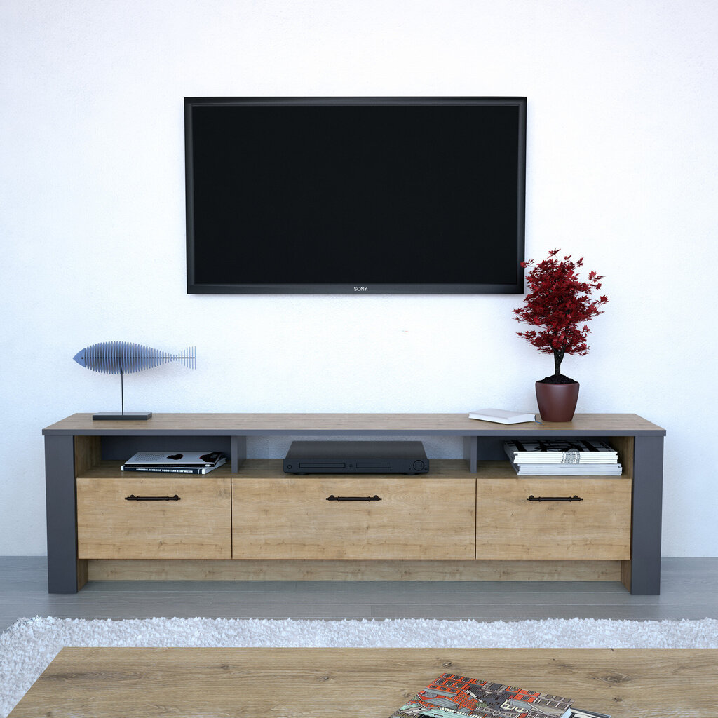 TV staliukas Kalune Design Manhattan 180 cm, ąžuolo spalvos/pilkas цена и информация | TV staliukai | pigu.lt