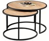 2-jų kavos staliukų komplektas Kalune Design Tambur, šviesiai rudas/juodas kaina ir informacija | Kavos staliukai | pigu.lt