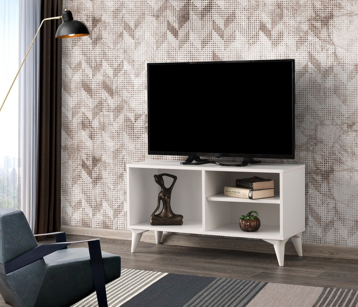 TV staliukas Kalune Design Zisino, baltas kaina ir informacija | TV staliukai | pigu.lt