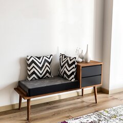 Prieškambario suolas Kalune Design Fiume, rudas/pilkas kaina ir informacija | Kalune Design Prieškambario baldai | pigu.lt