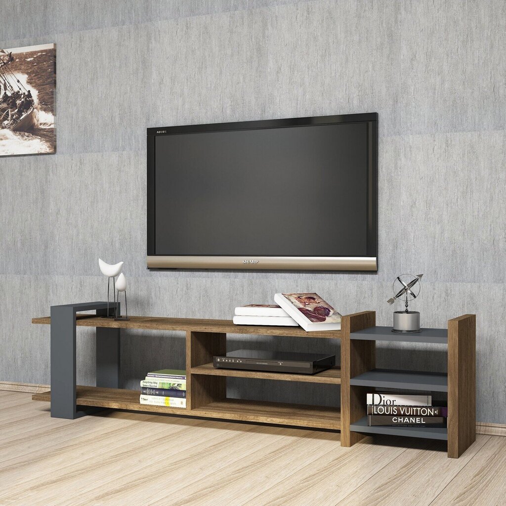 TV staliukas Kalune Design Zeyna, rudas/pilkas kaina ir informacija | TV staliukai | pigu.lt