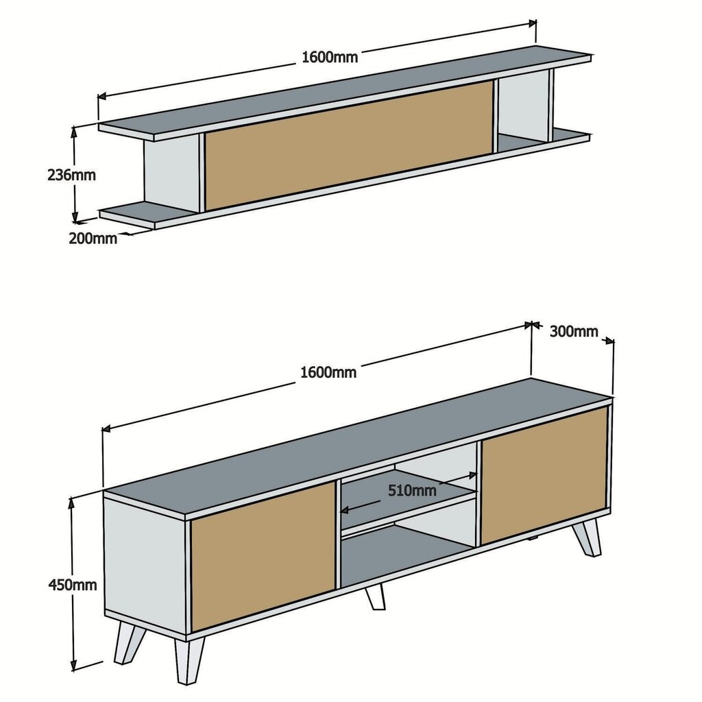 Sekcija Kalune Design Italo, balta/ruda kaina ir informacija | Sekcijos | pigu.lt