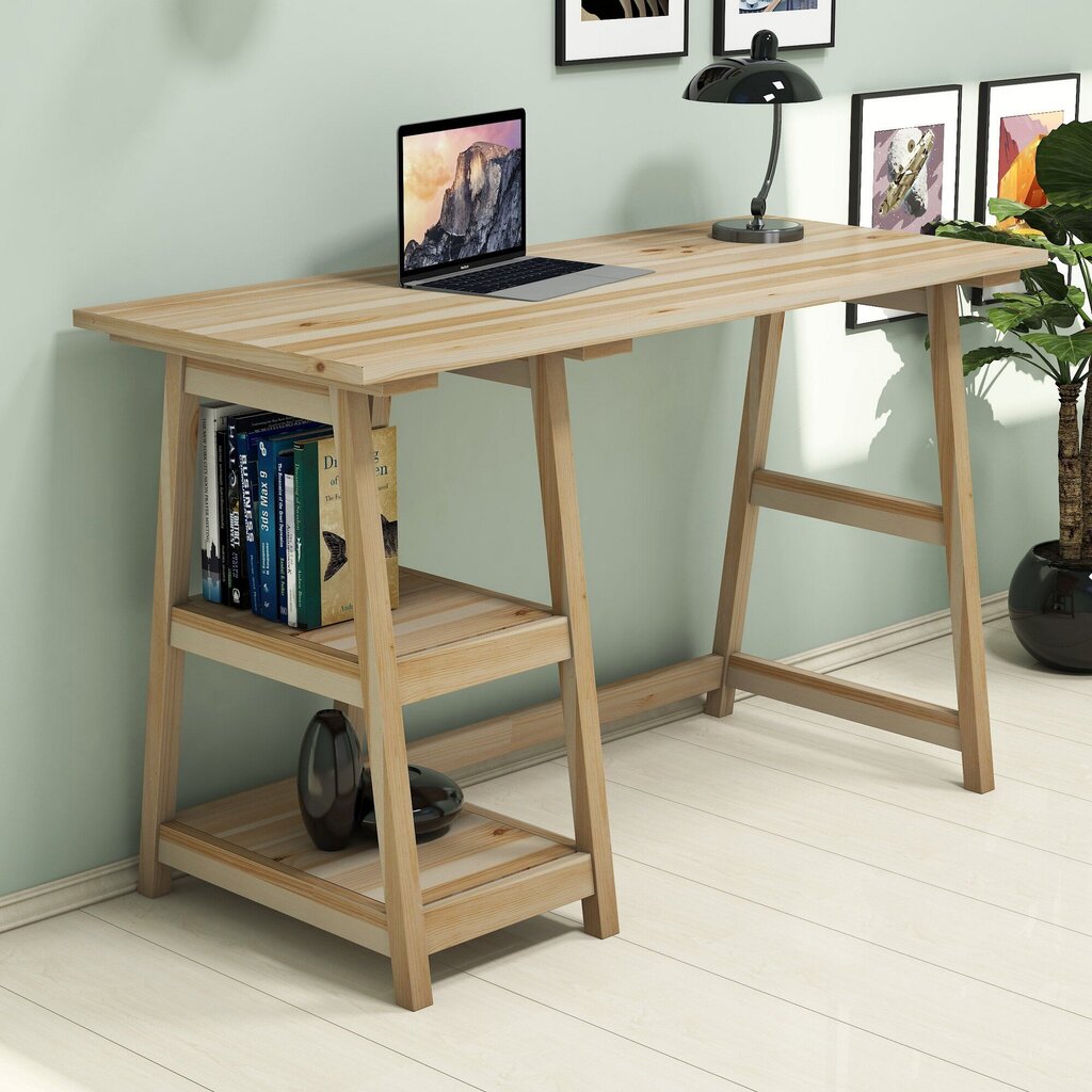 Rašomasis stalas Kalune Design Perla, šviesiai rudas kaina ir informacija | Kompiuteriniai, rašomieji stalai | pigu.lt