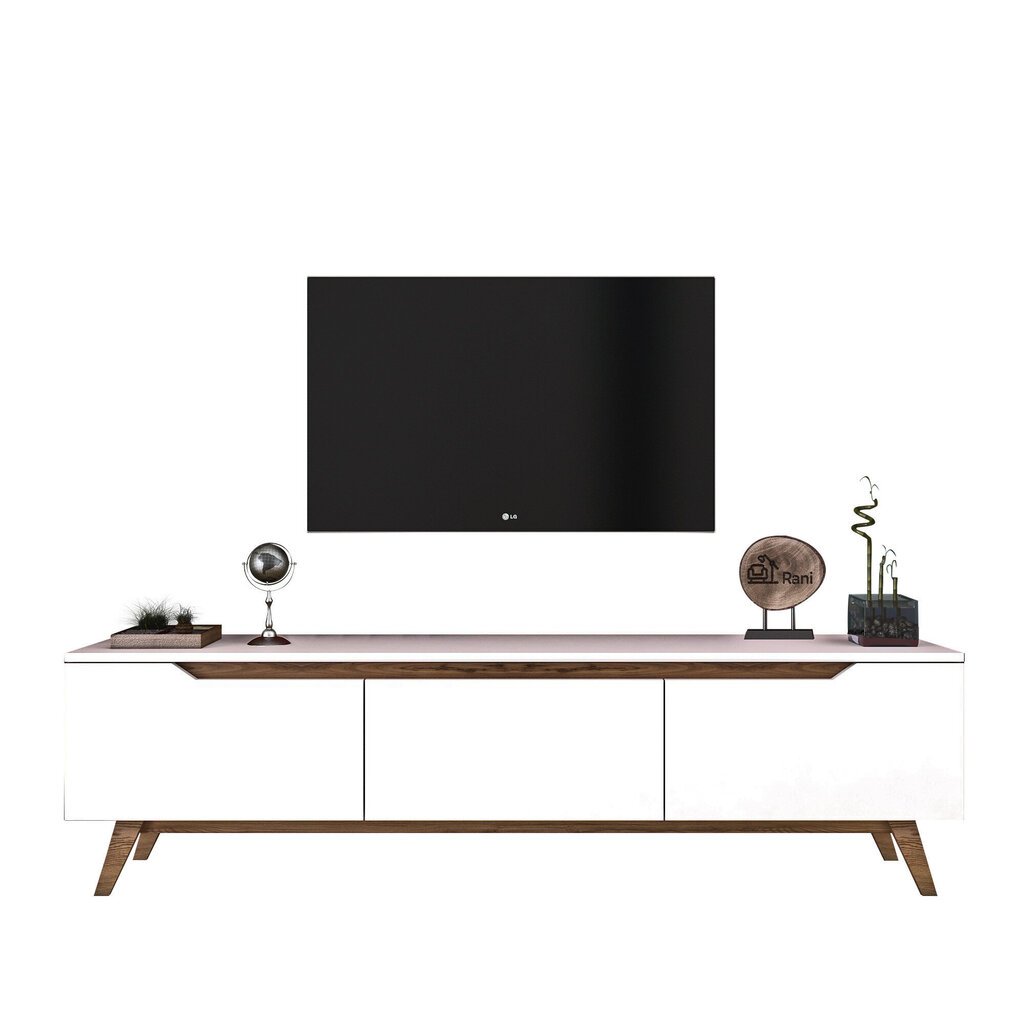 TV staliukas Kalune Design D1, baltas/rudas kaina ir informacija | TV staliukai | pigu.lt