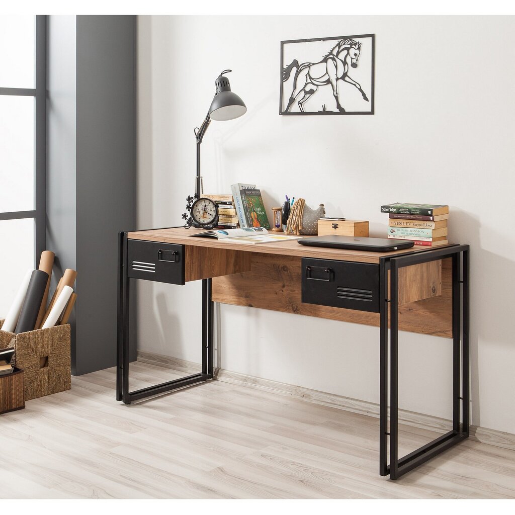 Rašomasis stalas Kalune Design Cosmo Siesta, rudas/juodas цена и информация | Kompiuteriniai, rašomieji stalai | pigu.lt