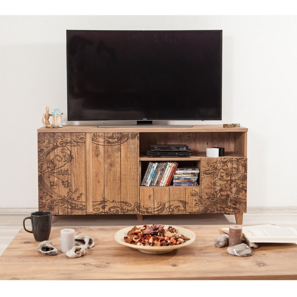 TV staliukas Kalune Design Marina Mila, šviesiai rudas/pilkas kaina ir informacija | TV staliukai | pigu.lt
