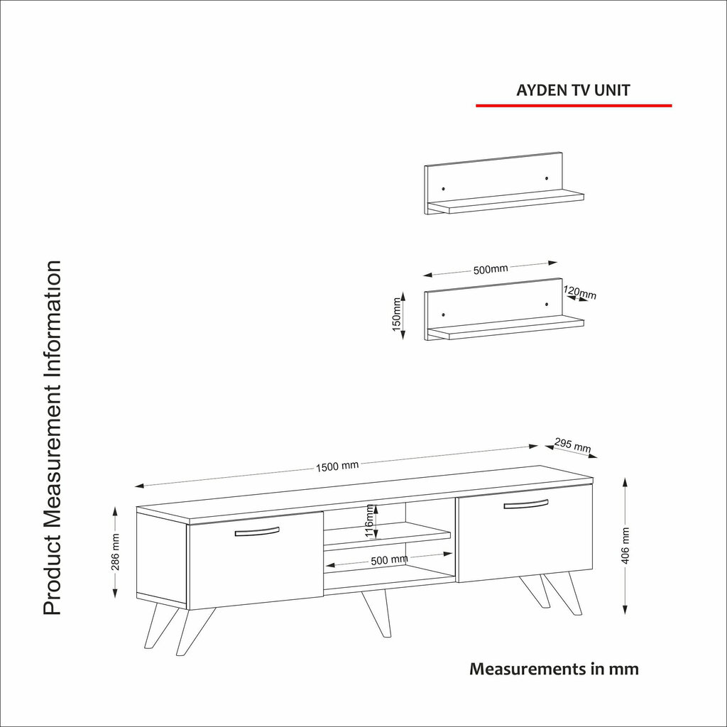 Sekcija Kalune Design Ayden, ruda/balta kaina ir informacija | Sekcijos | pigu.lt