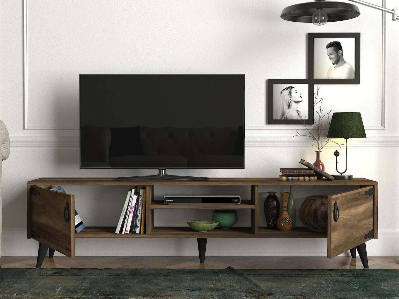 TV staliukas Kalune Design Anthes 2, rudas/juodas цена и информация | TV staliukai | pigu.lt