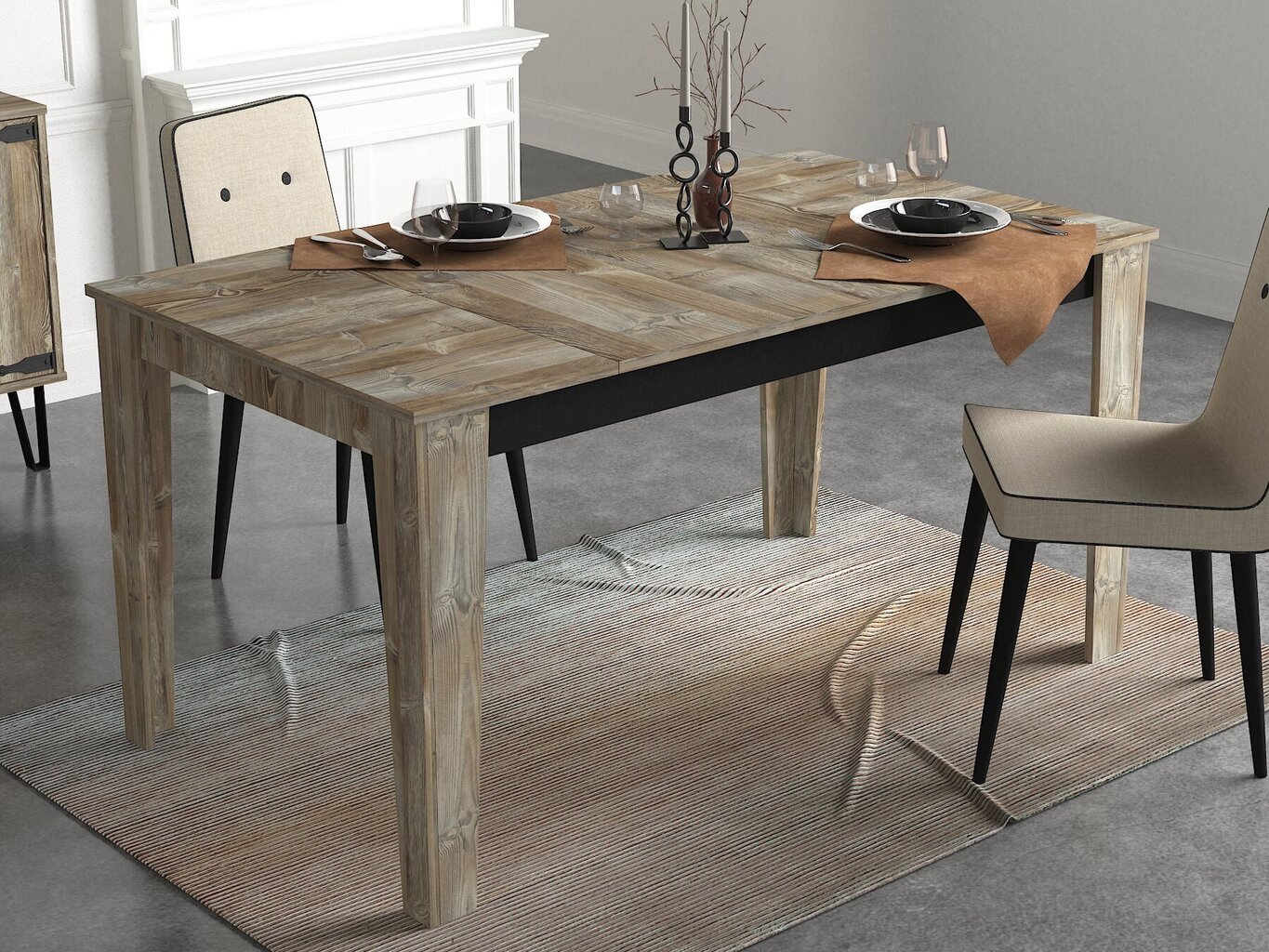 Valgomojo stalas Kalune Design Costa, smėlio spalvos kaina ir informacija | Virtuvės ir valgomojo stalai, staliukai | pigu.lt