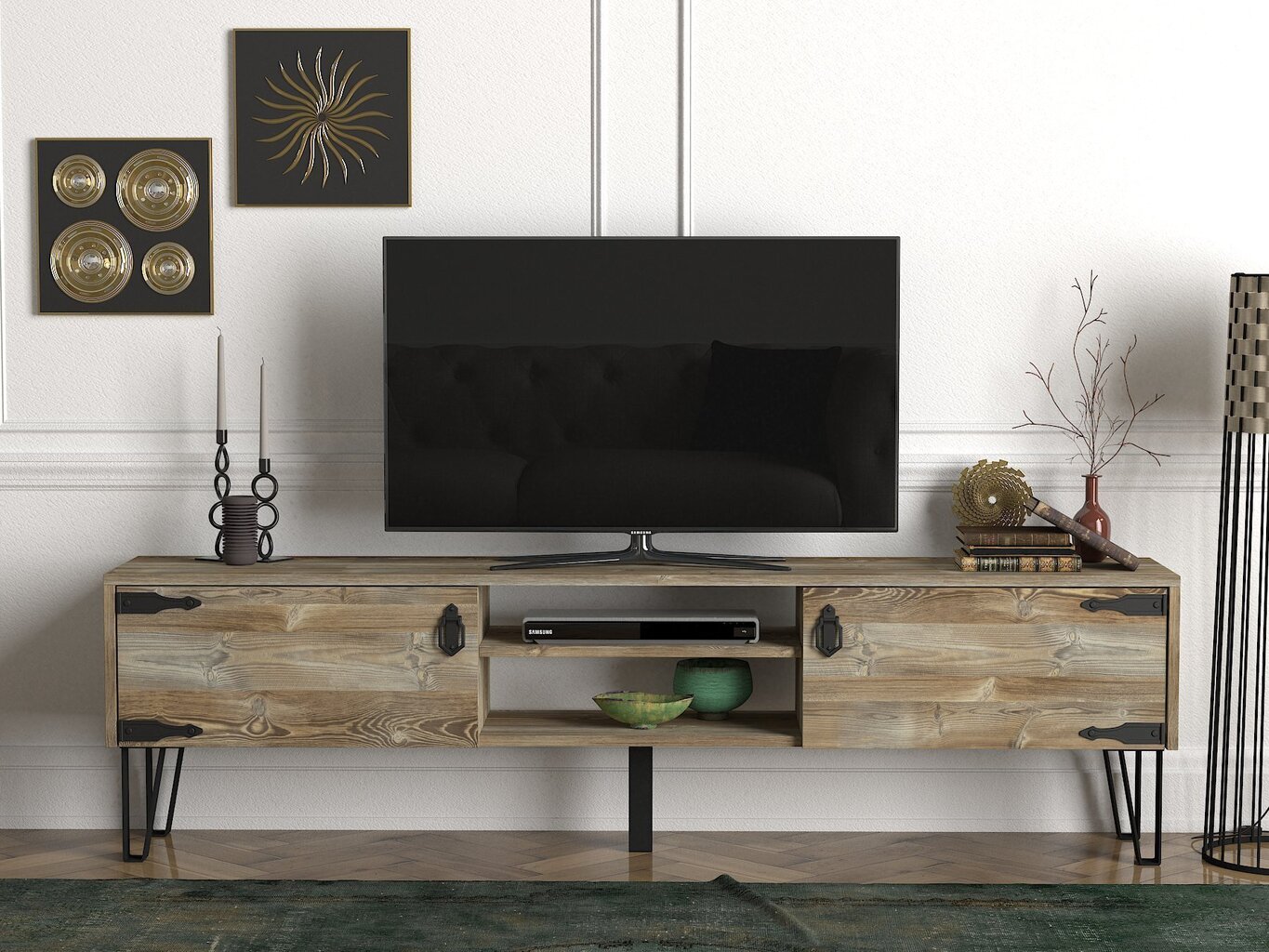 TV staliukas Kalune Design Costa, rudas/juodas kaina ir informacija | TV staliukai | pigu.lt
