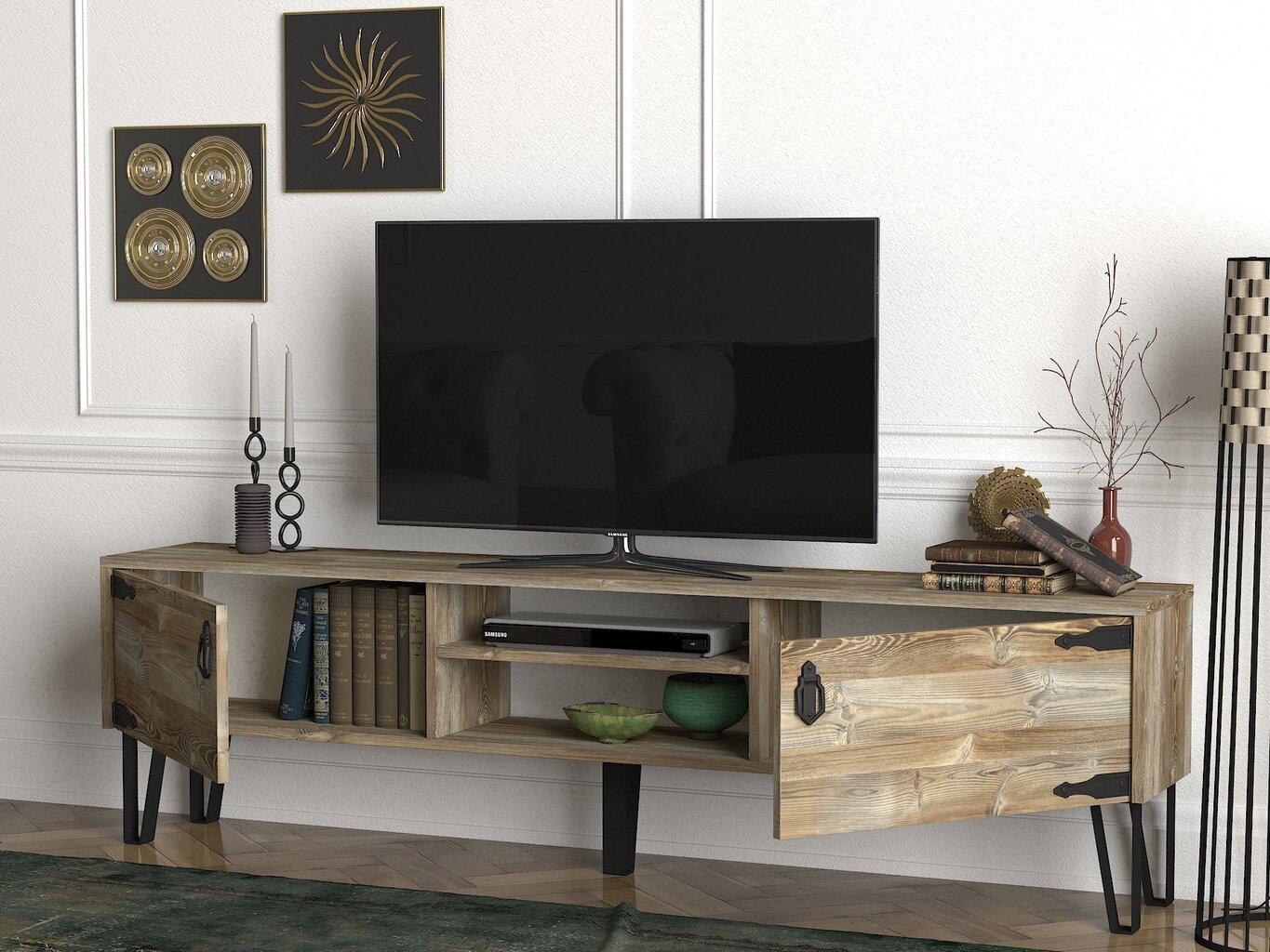 TV staliukas Kalune Design Costa, rudas/juodas kaina ir informacija | TV staliukai | pigu.lt