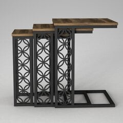 3-jų kavos staliukų komplektas Kalune Design Klark, rudas/juodas kaina ir informacija | Kavos staliukai | pigu.lt