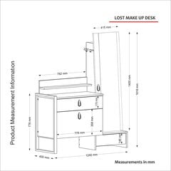 Kosmetinis staliukas su veidrodžiu Kalune Design Lost, rudas kaina ir informacija | Kalune Design Miegamojo baldai | pigu.lt