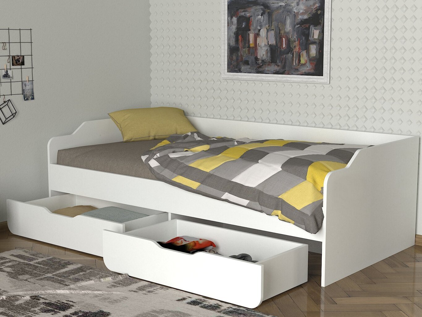 Lova Kalune Design Young, 90x190 cm, balta kaina ir informacija | Lovos | pigu.lt