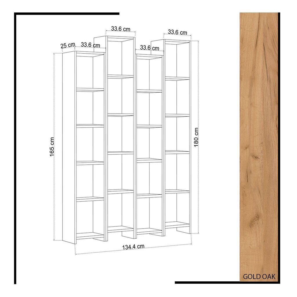 Lentyna Kalune Design Semm, ąžuolo spalvos/balta kaina ir informacija | Lentynos | pigu.lt