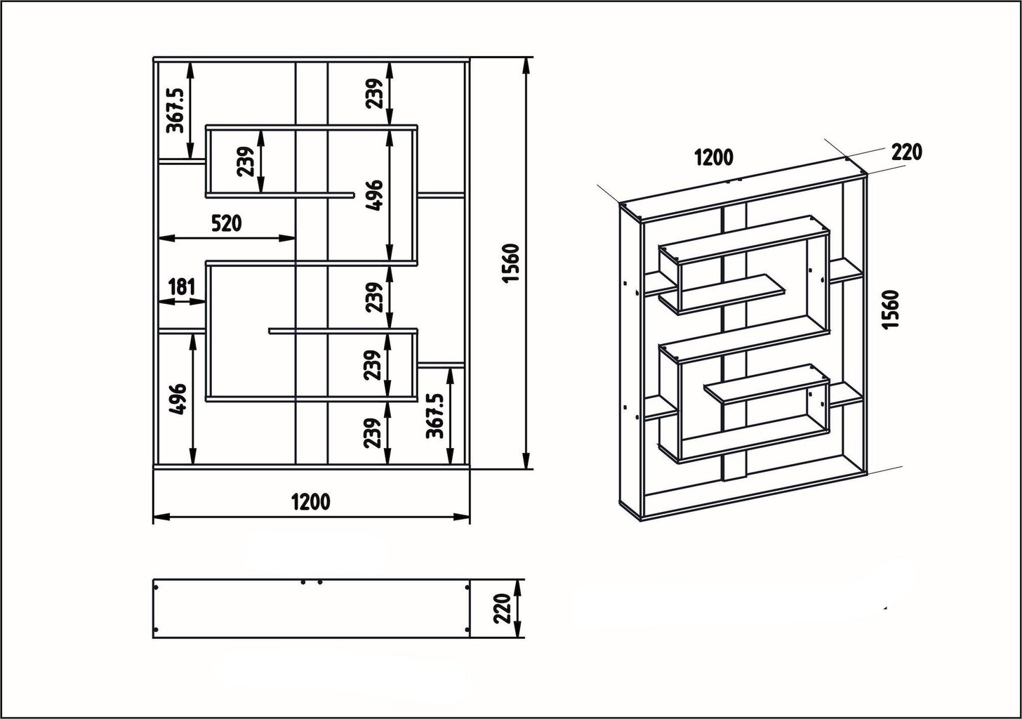 Pastatoma lentyna Kalune Design Esteban, juoda/šviesiai ruda kaina ir informacija | Lentynos | pigu.lt