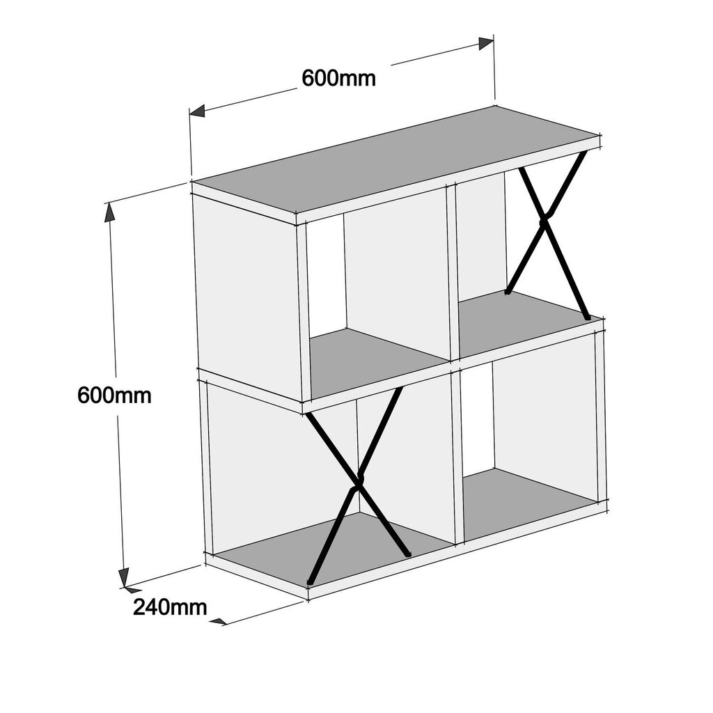 Pakabinama lentyna Kalune Design Extra Square, šviesiai ruda/juoda kaina ir informacija | Lentynos | pigu.lt