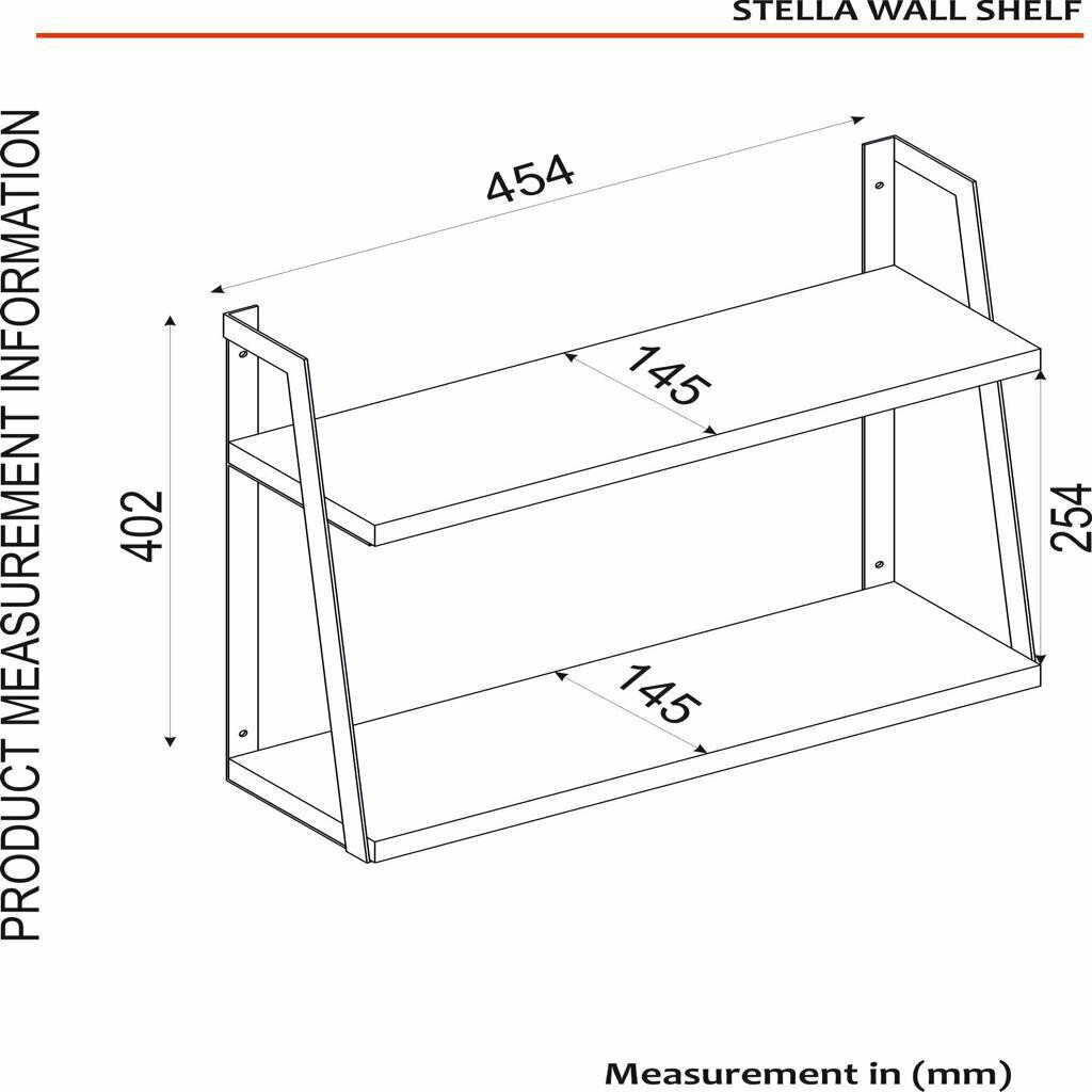 Lentyna Kalune Design Stella, ruda/juoda kaina ir informacija | Lentynos | pigu.lt