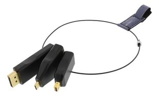 Deltaco HDMI-AR1, HDMI/USB-C/Mini DP, DP kaina ir informacija | Kabeliai ir laidai | pigu.lt