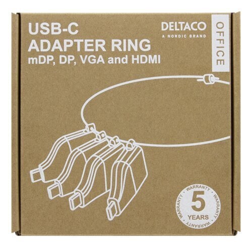 Deltaco USBC-AR1, USB-C/VGA/HDMI kaina ir informacija | Kabeliai ir laidai | pigu.lt