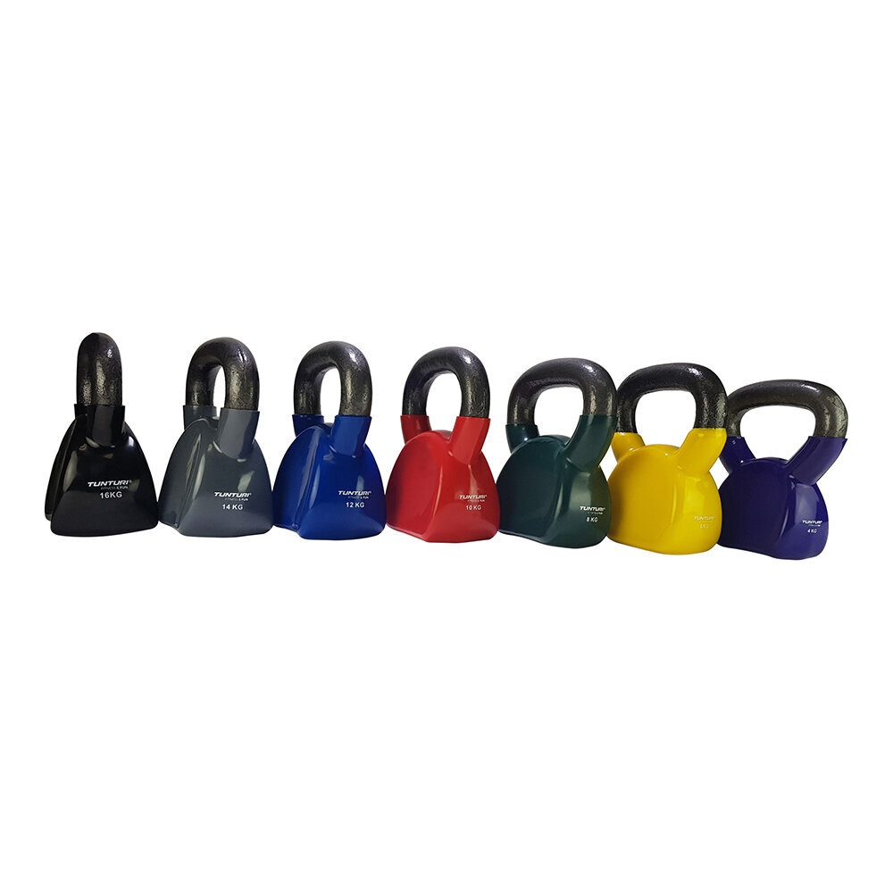 Svarstis Tunturi Vinyl Kettlebell, 16 kg, juodas цена и информация | Svoriai, svarmenys, štangos | pigu.lt