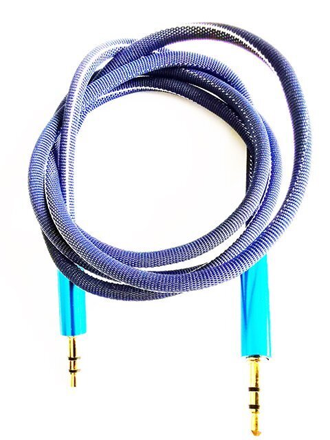 Mocco Textile Premium AUX Cable 3.5 mm -> 3.5 mm 1M blue цена и информация | Kabeliai ir laidai | pigu.lt