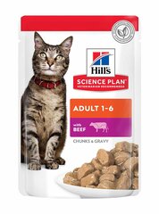 Hill's Science Plan Adult корм для кошек с говядиной, 12x85 г цена и информация | Консервы для кошек | pigu.lt