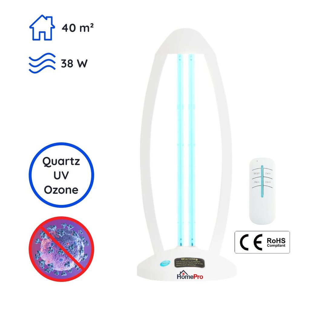 Antibakterinė ultravioletinė kvarcinė lempa UV-C 38W Ozone kaina ir informacija | Apsauginės sienelės, dezinfekcinės stotelės | pigu.lt