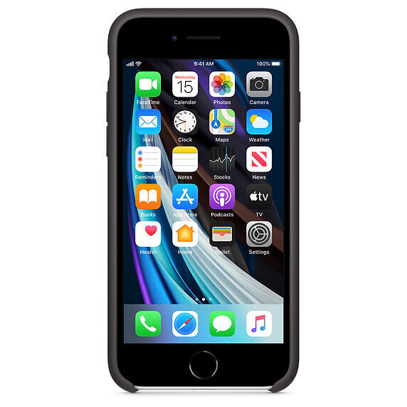 Apple Silicone Case, skirtas iPhone 7 / 8 / SE (2020), juodas kaina ir informacija | Telefono dėklai | pigu.lt