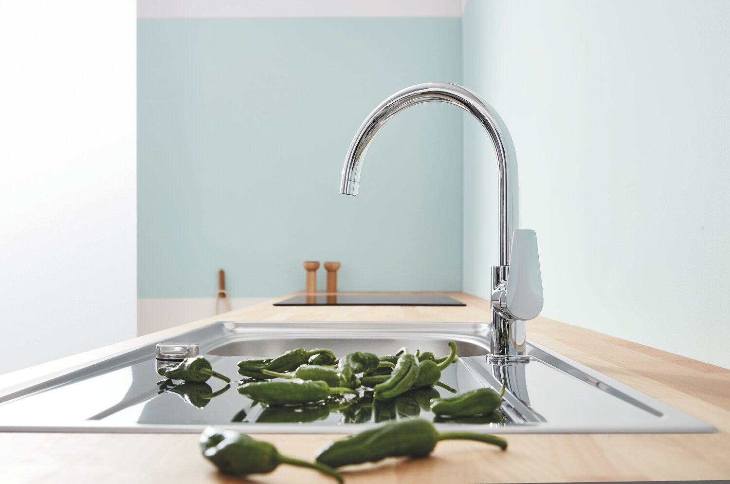 Grohe BauEdge viensvirtis plautuvės maišytuvas aukštu snapeliu ir 360˚ apsisukimo diapazonu, 31367001 цена и информация | Virtuvės maišytuvai | pigu.lt