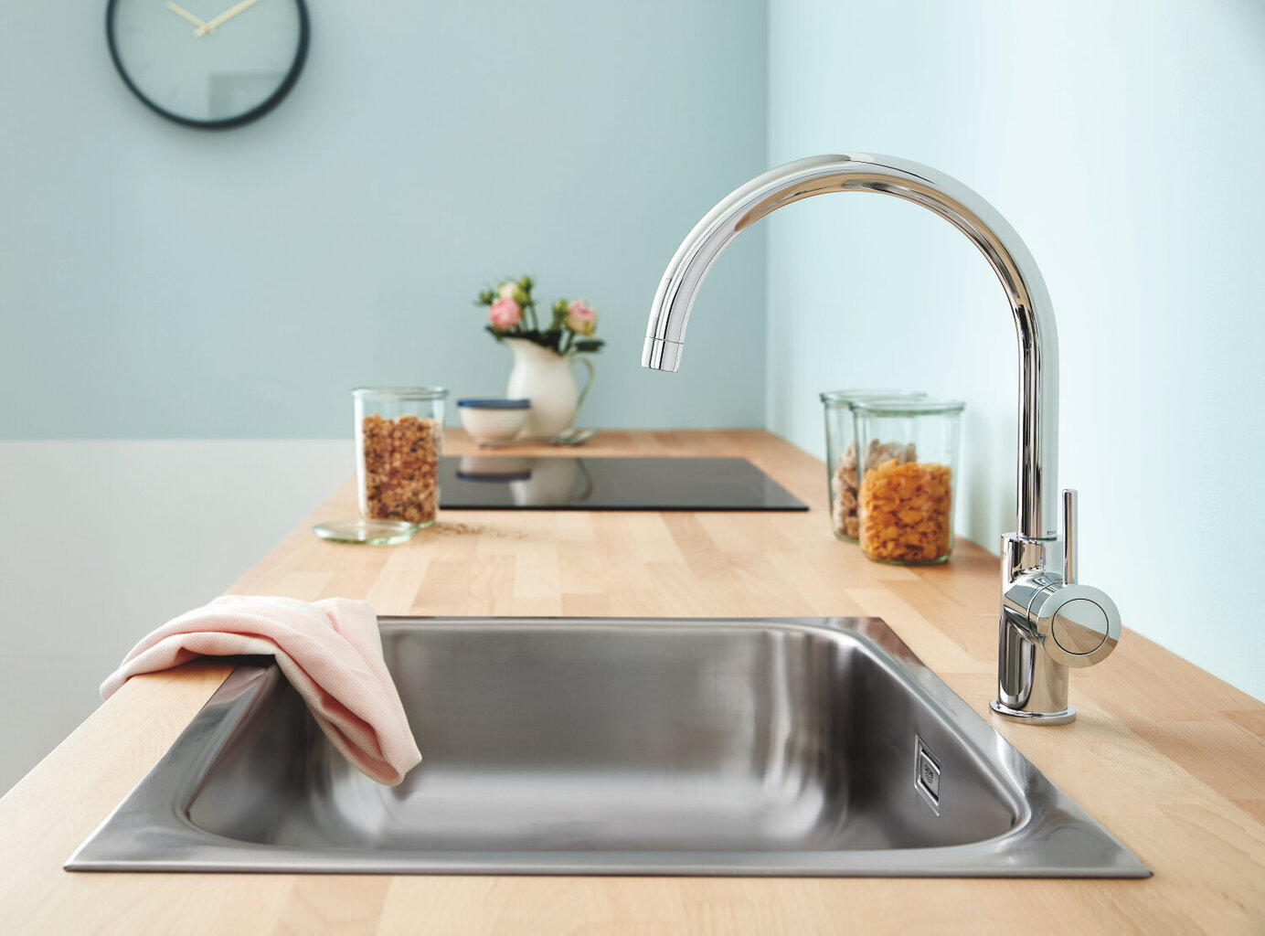 Grohe BauClassic plautuvės maišytuvas aukštu snapeliu ir pilnu apsisukimo diapazonu, 31535001 цена и информация | Virtuvės maišytuvai | pigu.lt